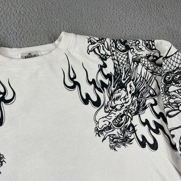 Vintage Karakuri Tamashii Japanese Dragon Sweatshirt White Adult Men's Large - Picture 3 of 6